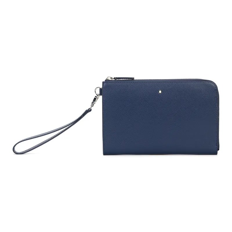 MONTBLANC Leather Clutch Small Size Men's Blue-1
