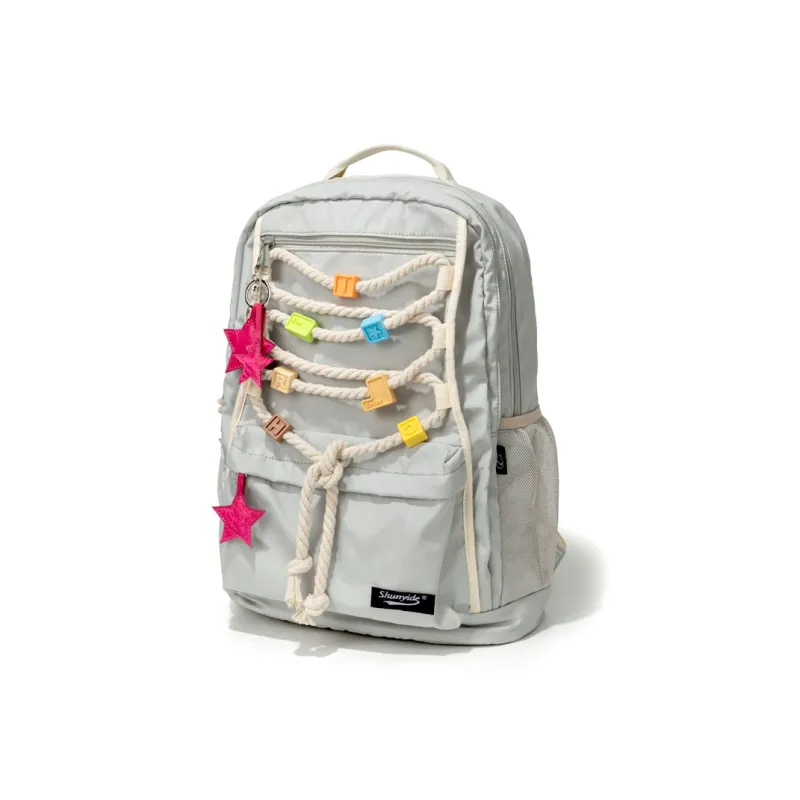 SHUNYIDE Nylon Double Shoulder Backpack Students Backpack Laptop Bag Medium Size Unisex Silver Gray-1