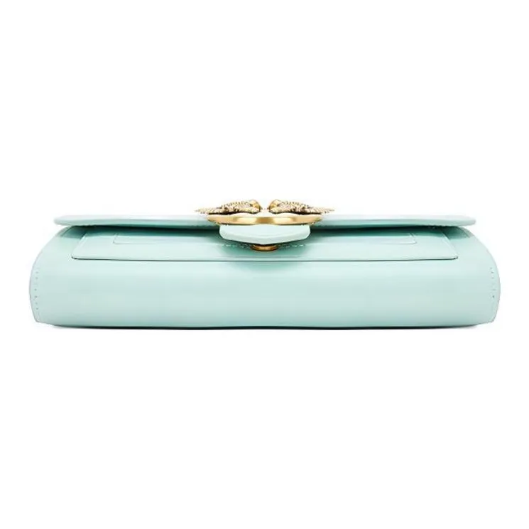 PINKO SIMPLY Leather Envelope Bag, Swallow Bag, Shoulder Bag, Crossbody Bag Mini Women's Light Green-3