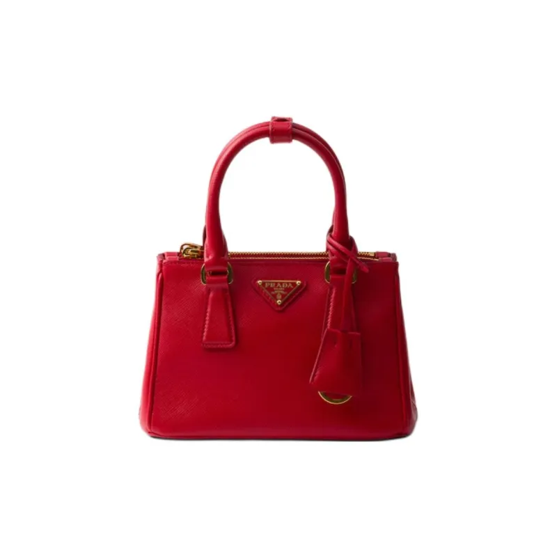 PRADA Galleria Killer Bag Leather Shoulder Bag Crossbody Bag Handbag Extra Mini Women's Red-0