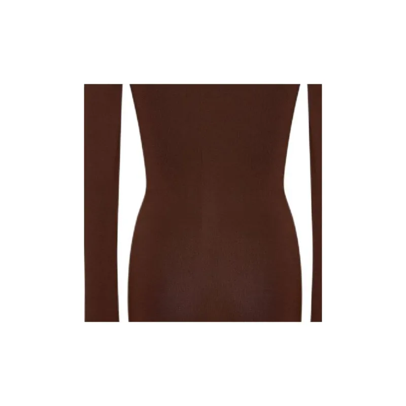 SAINT LAURENT Décolleté Long Sleeved Knitted Dress-2