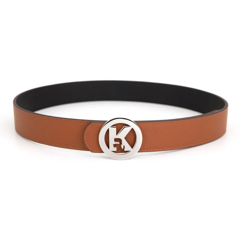 KARL LAGERFELD Top Grain Cow Leather Belts Unisex Width 37mm-1