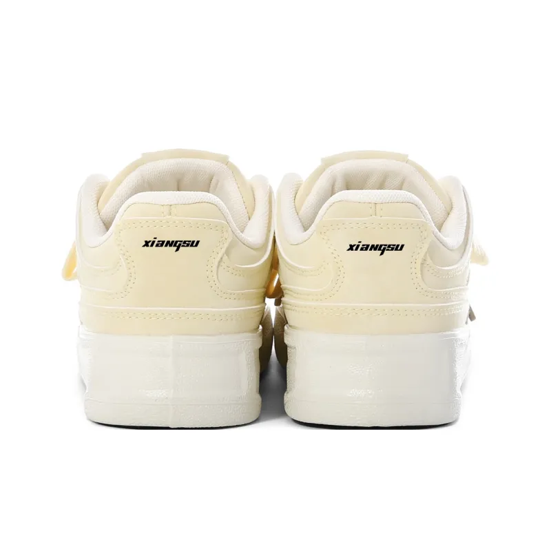 XIANGSU Anti-Slip Wear-Resistant Low-Top Skateboard Shoes Women's Yellow-4
