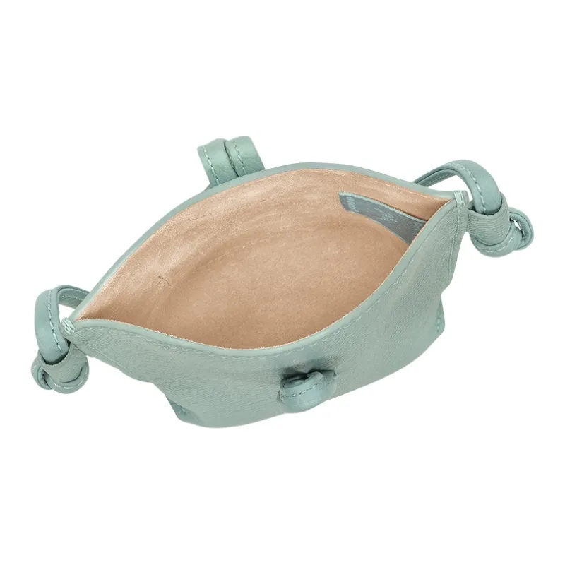 LONGCHAMP Le Roseau Cow Leather Cell Phone Pouch Crossbody Bag Regular Women's Celadon Green-3