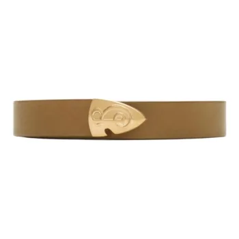 Burberry Calfskin Gold Plated Leather Belts Women's Taupe Gray Width  2CM
