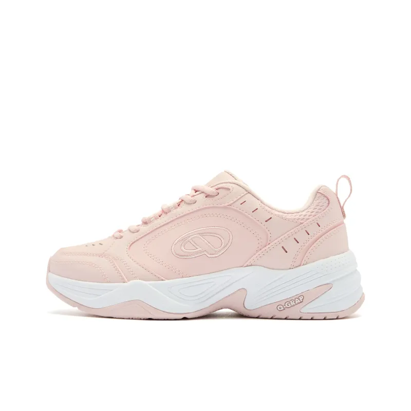 QIAODAN Samoy Badminton Shoes Women's Low Top White Peach Pink-0