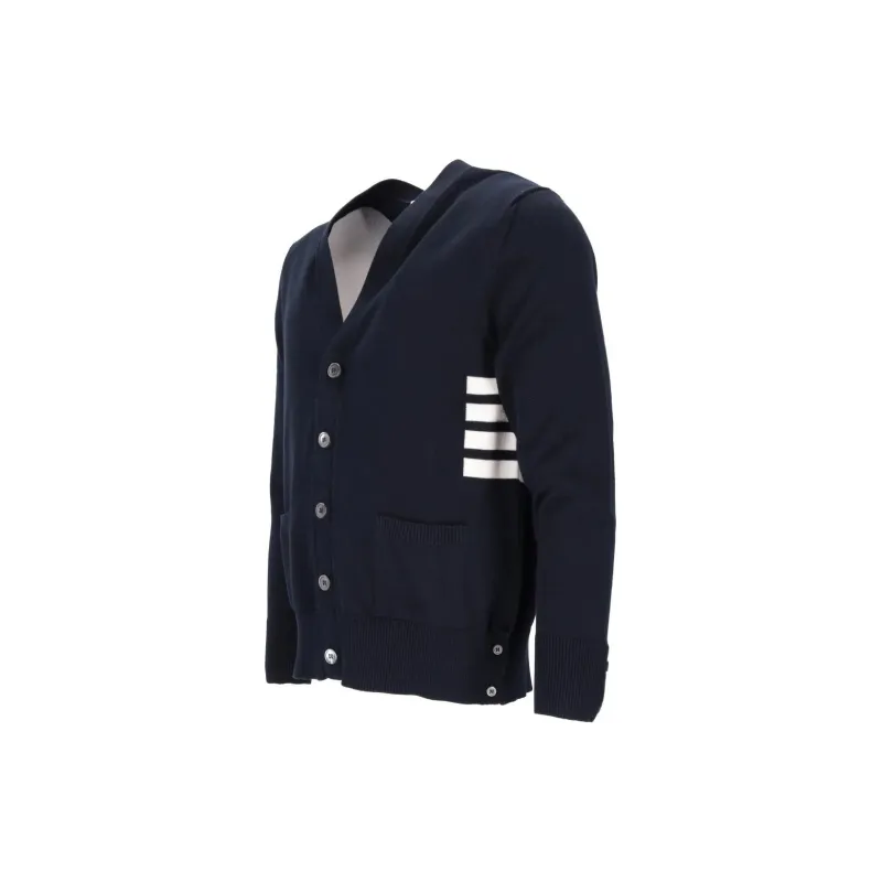 THOM BROWNE 4 Bar V Neck Relaxed Fit Cardigan-2
