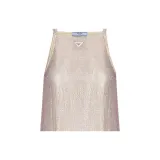PRADA Triangle Logo Embellished Mesh Dress