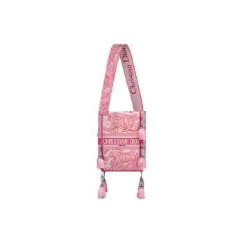 DIOR D-Bubble Collection Canvas Bucket Bag Canvas Bag Handbag Shoulder Bag Women's Pink Peony