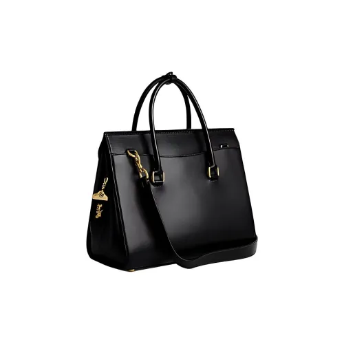 COACH Calfskin Briefcase, Shoulder Bag, Crossbody Bag, Handbag Heiress Tubas Women's Black