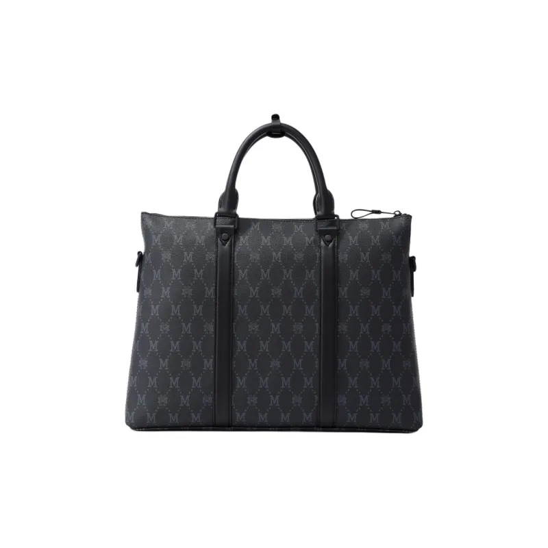 FION Cow Leather Briefcases Men's Classic Black-4