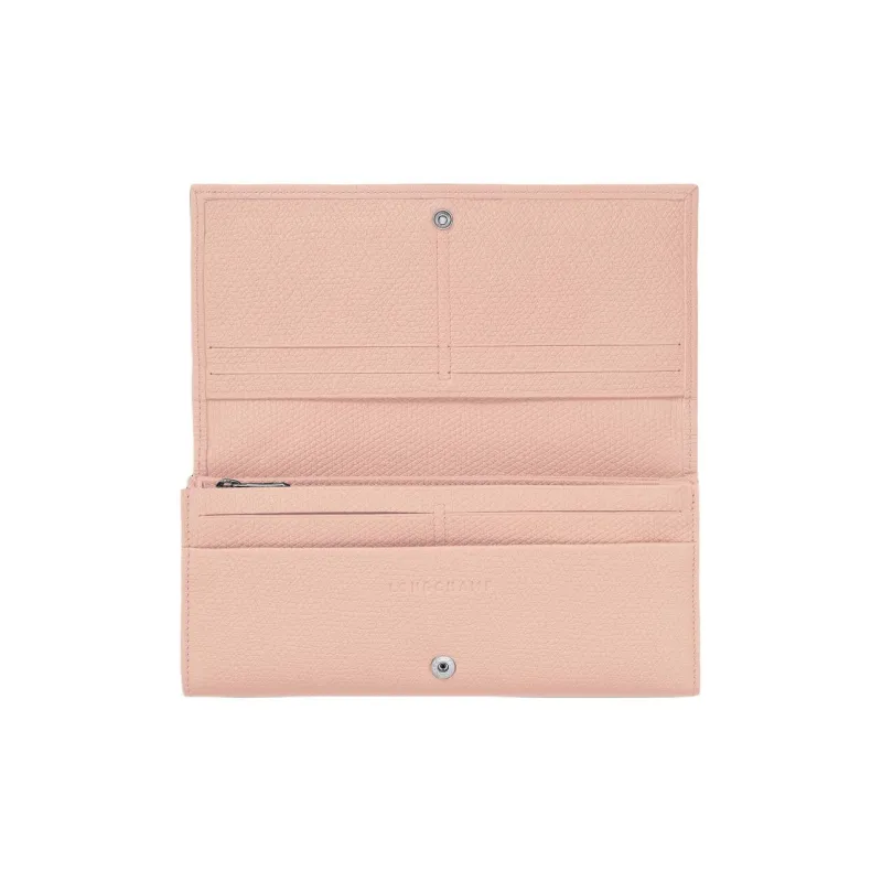 LONGCHAMP Le Roseau Calfskin Wallet Women's Ballet Pink-1