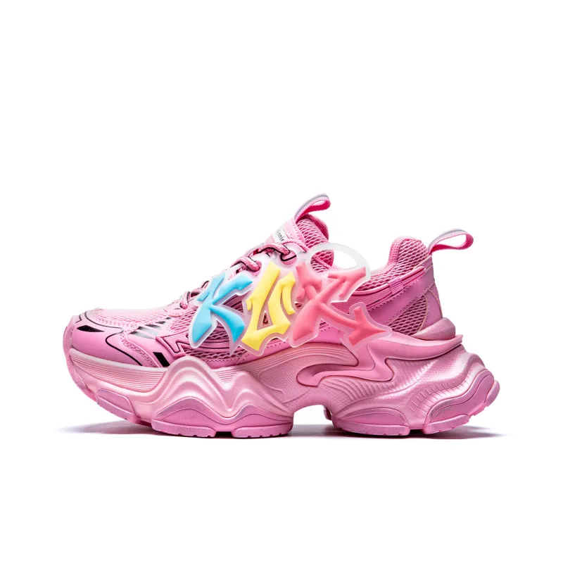 KUX Chunky Sneakers Women's Low Top Rainbow Pink-0