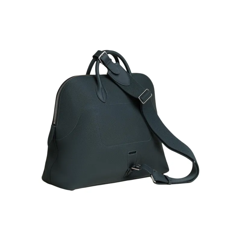 HERMES Bolide Togo Leather With Swift Calfskin Portable Crossbody Bag Shoulder Bag Men's Z7 Bleu Ocean Deep Sea Blue-2