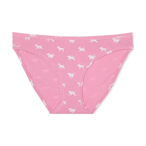 Victoria's Secret PINK Cotton Bikini Panty / Moonstone Pink Dog Print Underpants Women's 1 Pack Pink