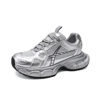 Safiya Wear Resistant Slip Resistant Low Top Chunky Sneakers Men's Silver