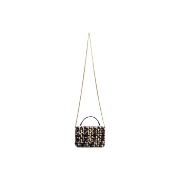 TORY BURCH Floral Brocade Leather Trim Shoulder Bag Women's Multicolor