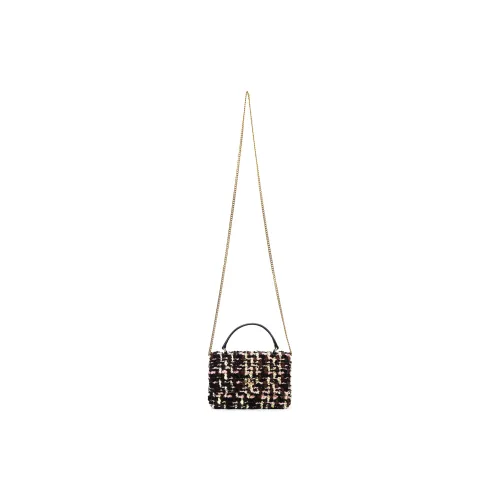 TORY BURCH Floral Brocade Leather Trim Shoulder Bag Women's Multicolor