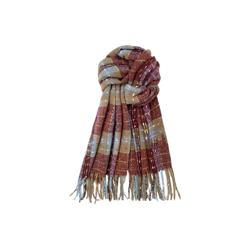 Cranta Komeia Faux Cashmere Knit Scarves Unisex Blue-9