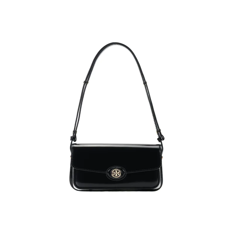 TORY BURCH Robinson Spazzolato Rectangular Shoulder Bag Black-0