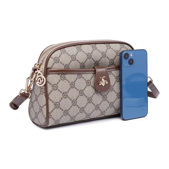 GELANDAI PVC Shoulder Bag Crossbody Bag Women's Ecru/Gray/Coffee-12