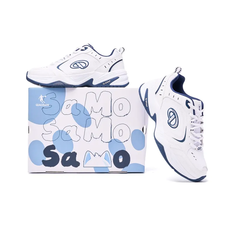 QIAODAN Samoy Badminton Shoes Men Low Top Jordan White Graphite Blue-5
