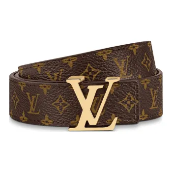 LOUIS VUITTON Canvas Leather Belts Unisex Brown Width 2.5CM