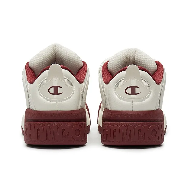 Champion Puffed Donut Low Top Skateboard Shoes Men's Milk White/Team Red-3
