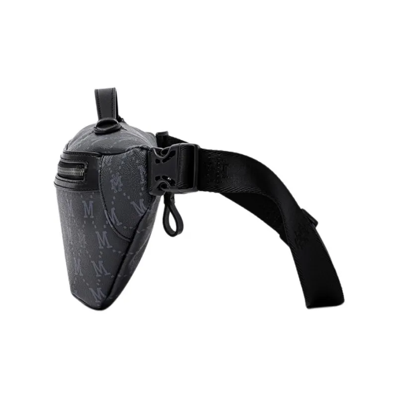 FION Mountain And Sea Journey Series Artificial Leather Fanny Pack Regular Men's Black-1