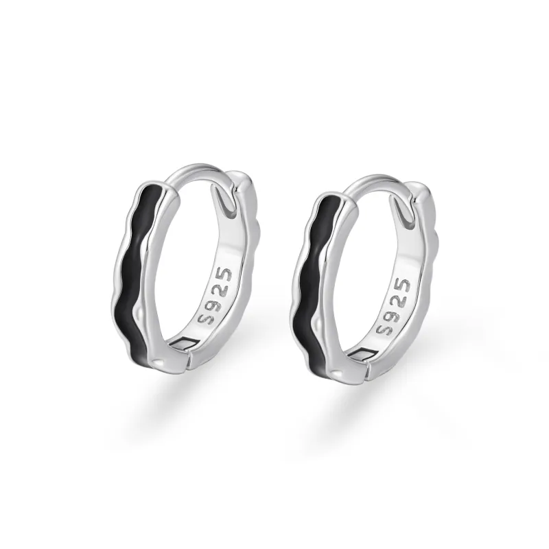 ZSY S925 Hoop Earrings 1 Pair Men's Box-3