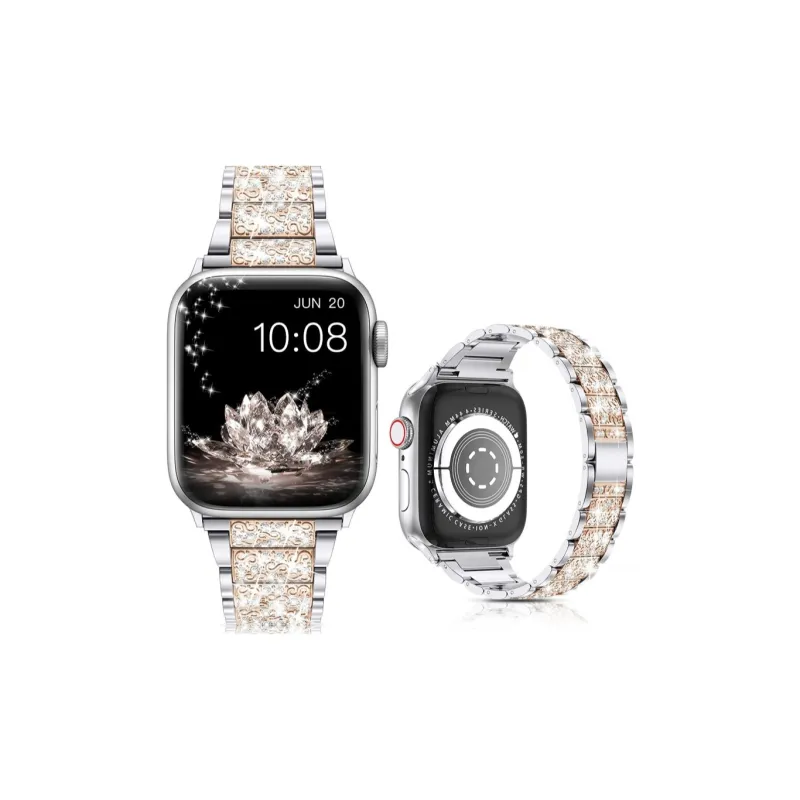 CHRROTA Compatibility Apple Three Bead S10 Rhinestone Embellished Watch Band Applewatch9 1 Full Collection All Strap-3