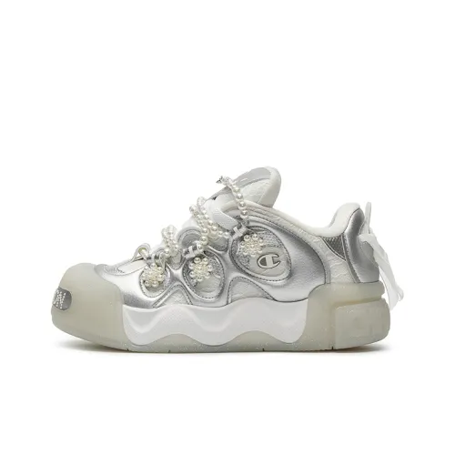 Champion Puffed Donut Low Top Skateboard Shoes Women's Champion White/Silver