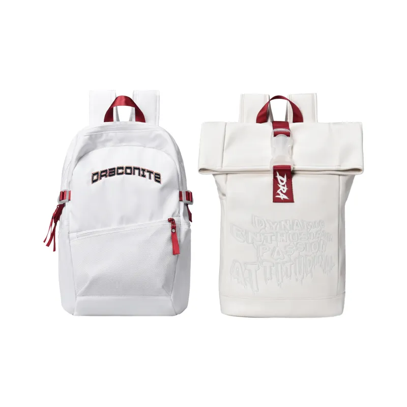 DRACONITE PU Student Backpack Regular Unisex White Red Color Blocking-23