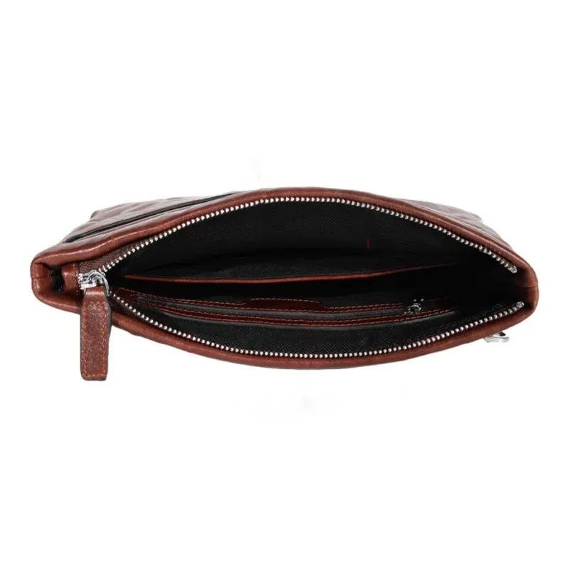DOSRFINI Cow Leather Clutch Large Size Men's Black/Russet-1