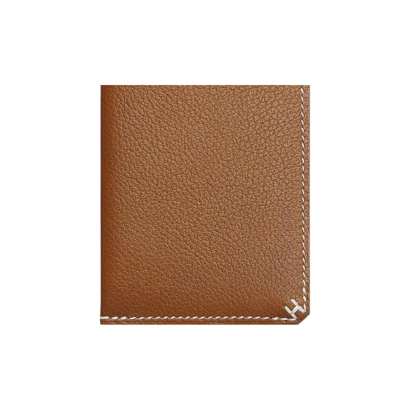 HERMES Evercolor Calfskin Card Holder Unisex 37 Gold Gold Brown-2