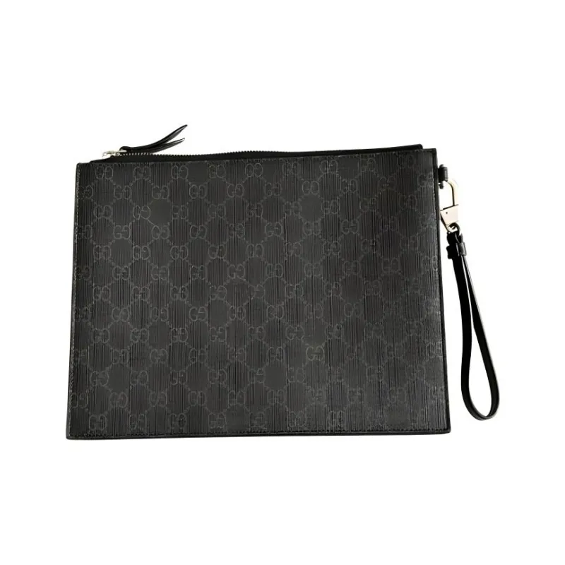 GUCCI Coated Canvas Clutch Men's Black-2