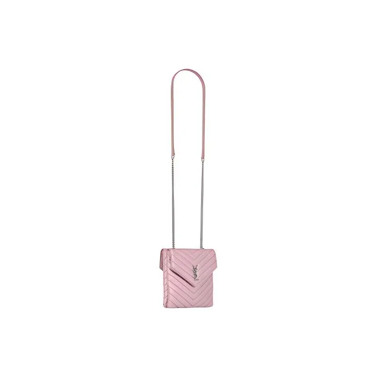 SAINT LAURENT Cow Leather And Leather Shoulder Bag Crossbody Bag Women's Pink Gold-3