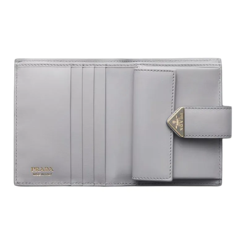 PRADA Leather Wallet Small Size Women's Wisteria Gray-3