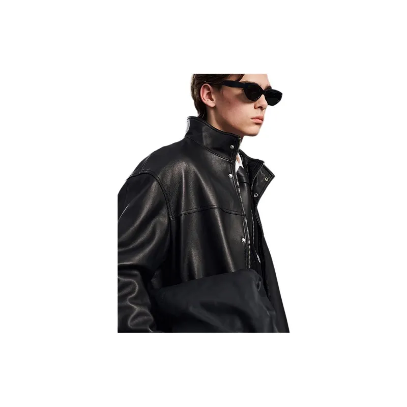 PEACEBIRD MEN Leather Jacket Men's Black-1