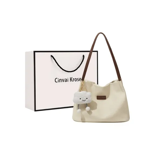 Simvay Clos PU With Synthetic Leather Shoulder Bag, Handbag, Bucket Bag Medium Size Women's Ecru