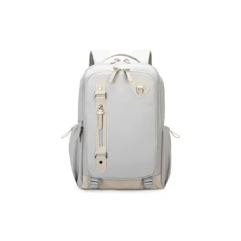 Almost Bear Polyester Backpack Computer Backpack Large Size Unisex Classic Black/White Sand Gray