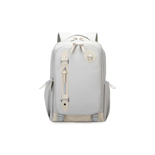 Almost Bear Polyester Backpack Computer Backpack Large Size Unisex Classic Black/White Sand Gray