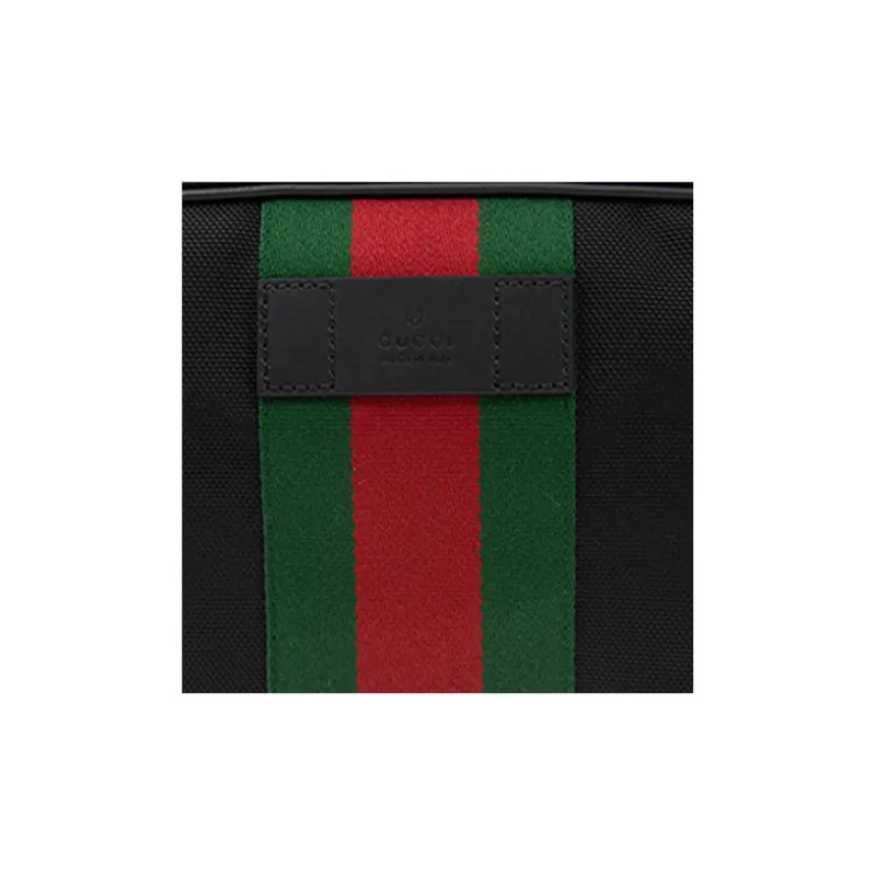 GUCCI Leather Canvas With Leather Canvas Bag Makeup Bag Toiletry Bag Clutch Men's Black-4