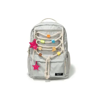SHUNYIDE Nylon Double Shoulder Backpack Students Backpack Laptop Bag Medium Size Unisex Silver Gray