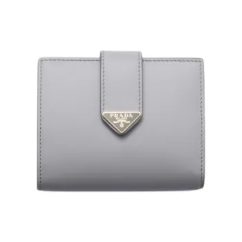 PRADA Leather Wallet Small Size Women's Wisteria Gray
