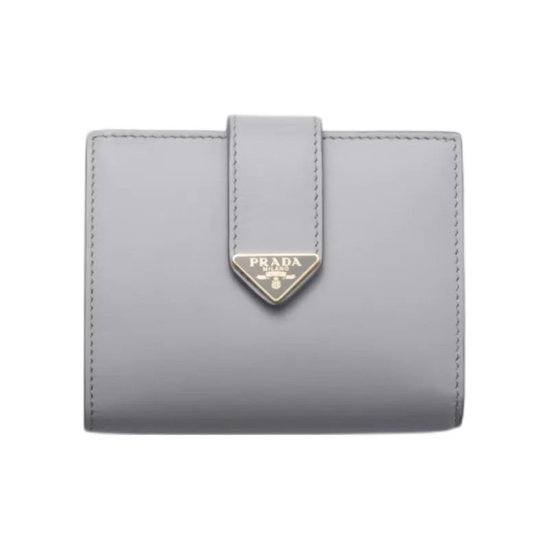 PRADA Leather Wallet Small Size Women's Wisteria Gray-0