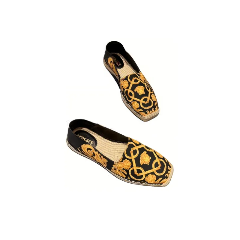 FANSIZHE Espadrilles Men's Black Yellow-3