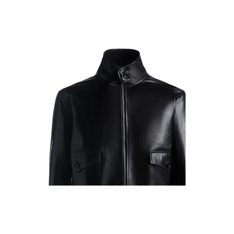 BALLY Cropped Leather Jacket-2
