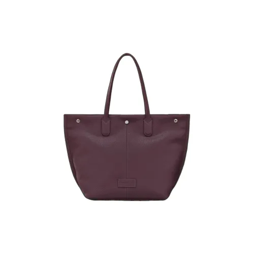 LONGCHAMP Grained Calfskin Tote Bag Shopping Bag Shoulder Bag Handbag Large Size Women's Dark Purple