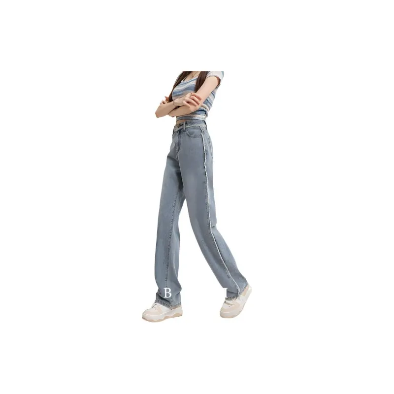 FAWENXIANGZI Jeans Women's Vintage Blue-8